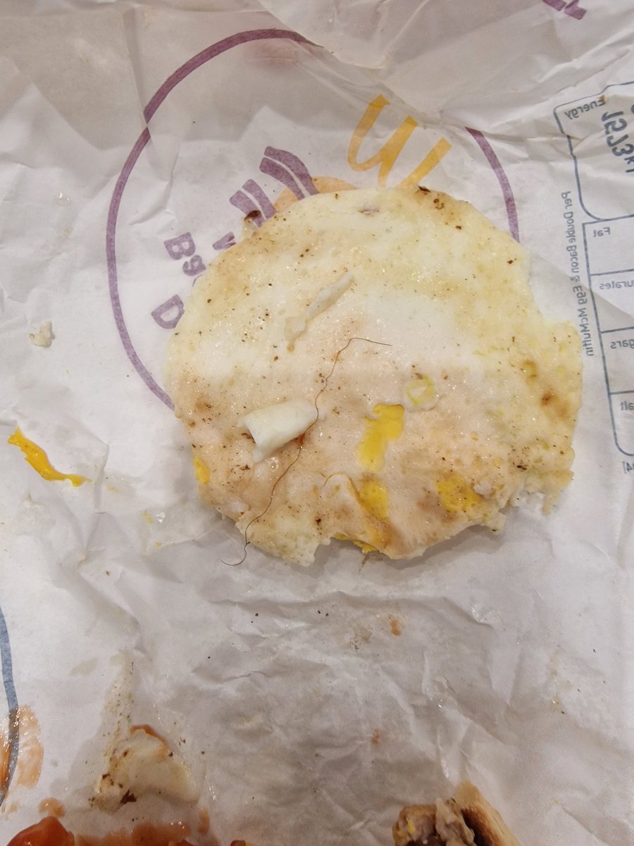 leelee_90's tweet photo. Gotta love a quick breakfast with an added hair for flavour 🤢🤢 @McDonaldsUK @McDonalds https://t.co/keqTOjGnTE