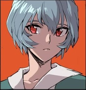 ayanami rei 1girl solo red eyes blue hair short hair simple background red background  illustration images