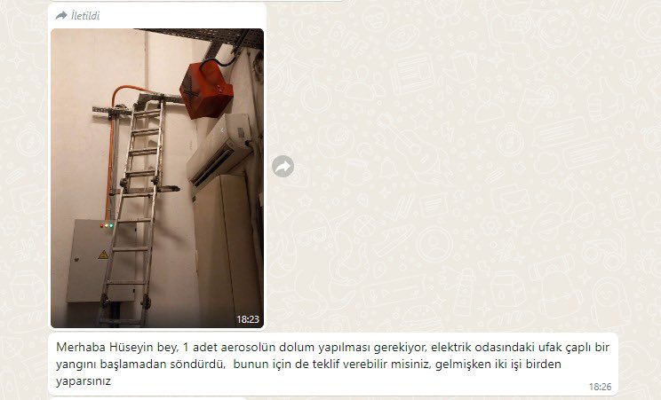 Yoğunlaştırılmış HAFEX Aerosol Yangın Söndürme Sistemini tercih eden firmanın ,bir alanında,
Yangının çıkmış,anında yangına müdahale eden HAFEX ile yangın büyümeden söndürülmüştür .
İthale inat yerli üretimi tercih edenlere selam olsun.
#yerliüretim
hafex.com.tr