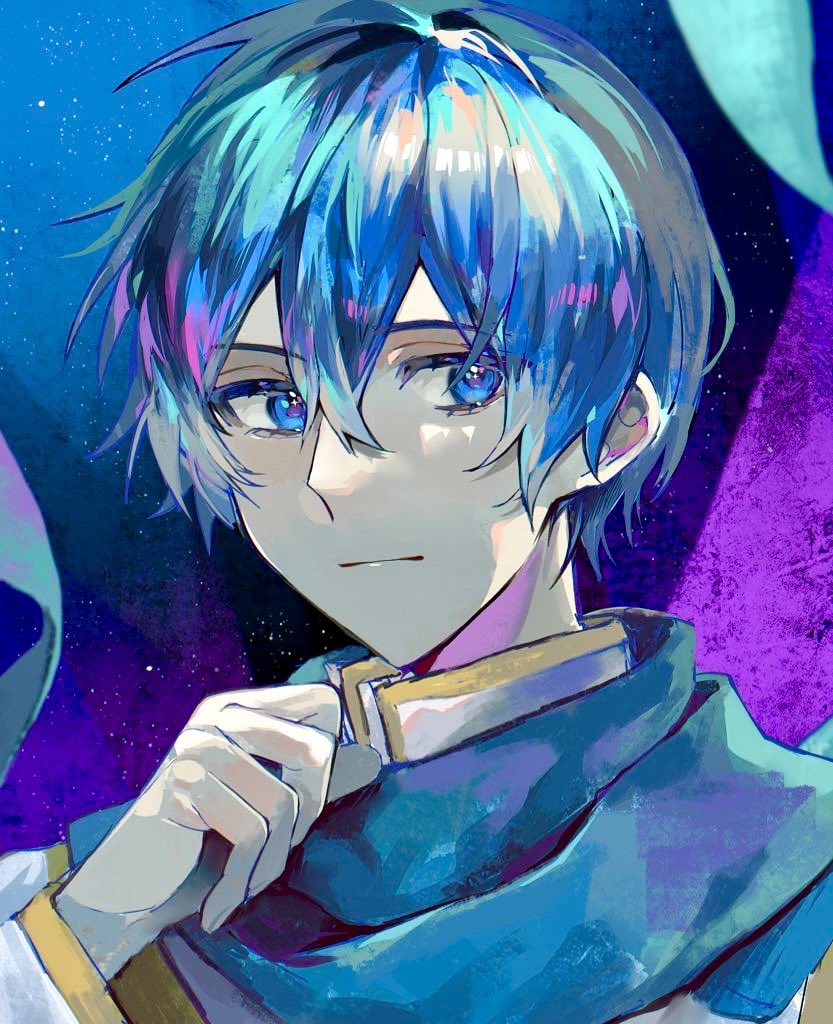 kaito (vocaloid) 1boy male focus blue hair blue eyes solo scarf blue scarf  illustration images