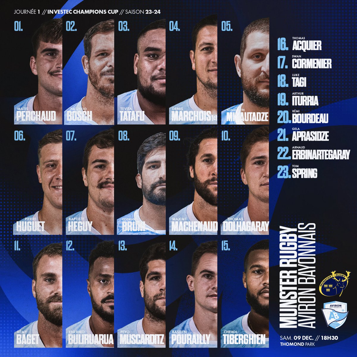 avironrugbypro's tweet photo. 𝐉𝐎𝐔𝐑 𝐃𝐄 𝐌𝐀𝐓𝐂𝐇

🏉 Munster Rugby ⚡️Aviron Bayonnais
⏰ 18h30
🏟 Thomond Park
📱 Live tweet
📺 beIN Sports 1

𝙋𝙐𝙎𝘼 𝘽𝘼𝙄𝙊𝙉𝘼 🔵⚪ https://t.co/pA5Xa0A9VF