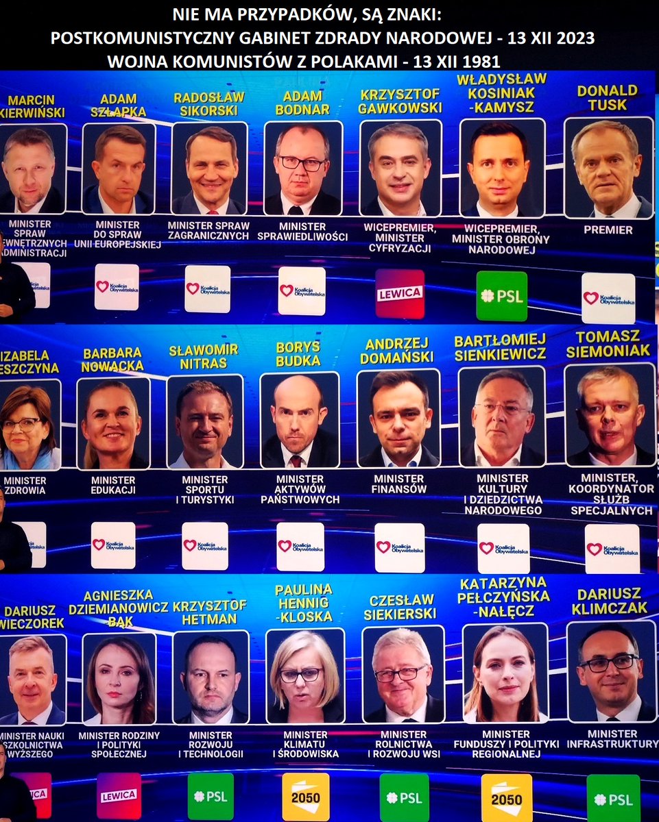 z0rr064's tweet photo. Zapoznałem się z listą przyszłych ministrów II rządu Tuska. Jak sobie pomyślę co nas czeka, jestem zdruzgotany.
Jednym słowem wraca stare, uzupełnione tęczowymi lewakami z marksistowskim zacięciem i tygrysio-hołowianymi pół mózgami  nadstawiającymi dupy do J*****A za tuska. https://t.co/Ih3vogqcuq