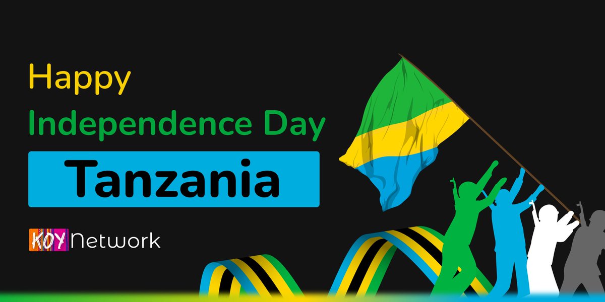 Happy Independence Day, Tanzania! 🇹🇿 Today, we celebrate the strength and resilience of the Tanzanian spirit. 💪🏻 

KOY Network is proud to stand with Tanzania as we work towards a brighter, digitally empowered future. #Tanzaniaindependenceday #PamojaTunaweza #Tanzania
#KoyNetwork…