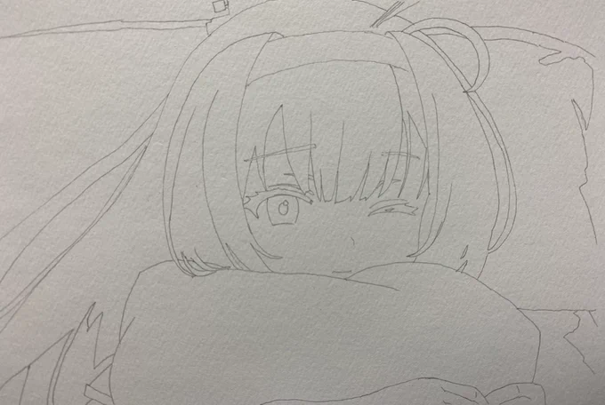 朝の秋月さんの途中絵です。
最初は雰囲気で描いてみて、次に線を濃くして、最後に色を塗りました!
いつも通りHBの0.3mmシャーペンのみを使用しました!
今回も元絵はvilkisさんの素敵なAIイラストです!😊
今回も沢山のいいね等を本当にありがとうございます‼️☺️✨ 