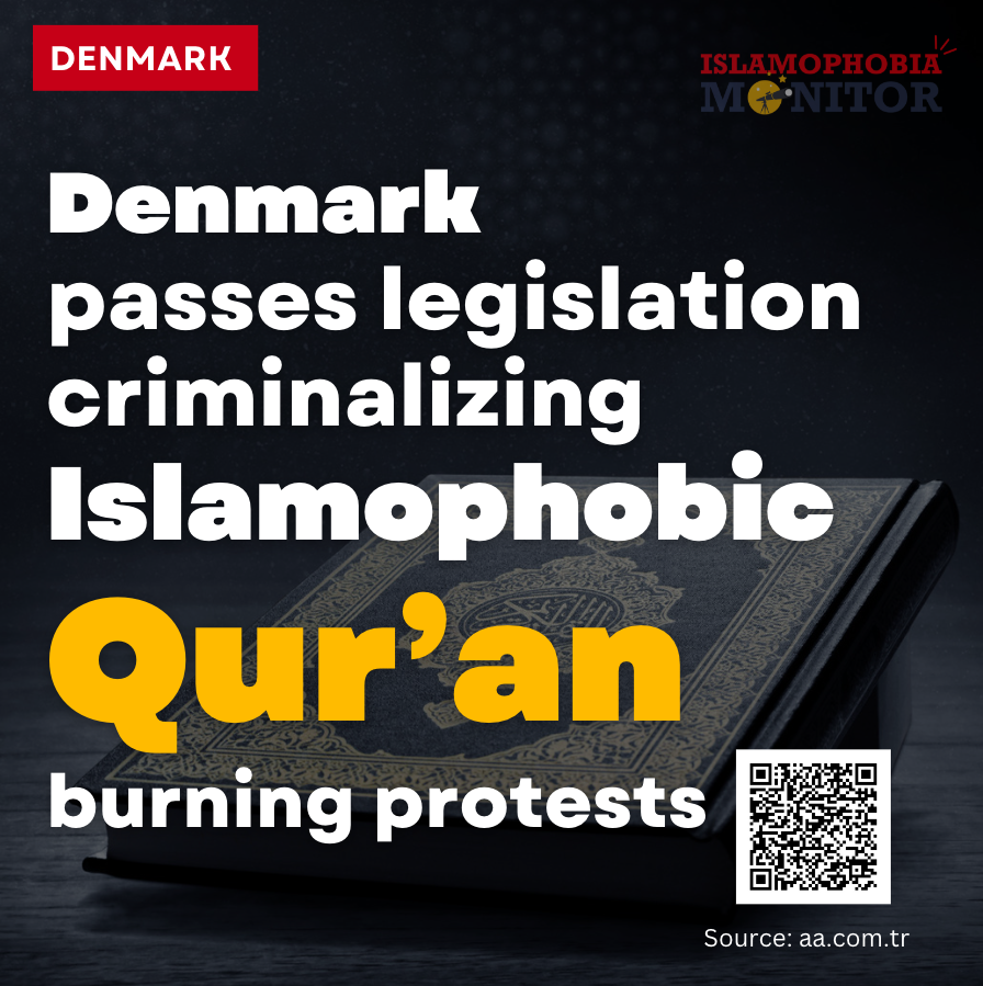 imonitor2023's tweet photo. Following heated debate among lawmakers, bill passed with 94 votes in favor and 77 votes against in 179-member Danish parliament
A report by Ebad Ahmed for @anadoluagency
Link: https://t.co/eFYSCvrVK8
#Denmark #Quran #Islam #Islamophobia #IslamophobiaMonitor https://t.co/W3FsteagiE