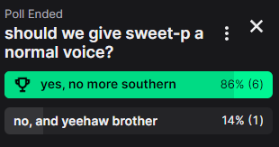 JinksClip's tweet photo. i guess no more southern accents for sweet-p... 🥲🤠🚫
sweet-p's country days are over. 😭
#TheCaligulaEffect #TheCalligulaEffectOverdose #CaligulaEffect #CaligulaEffectOverdose https://t.co/rFZcTzVftS