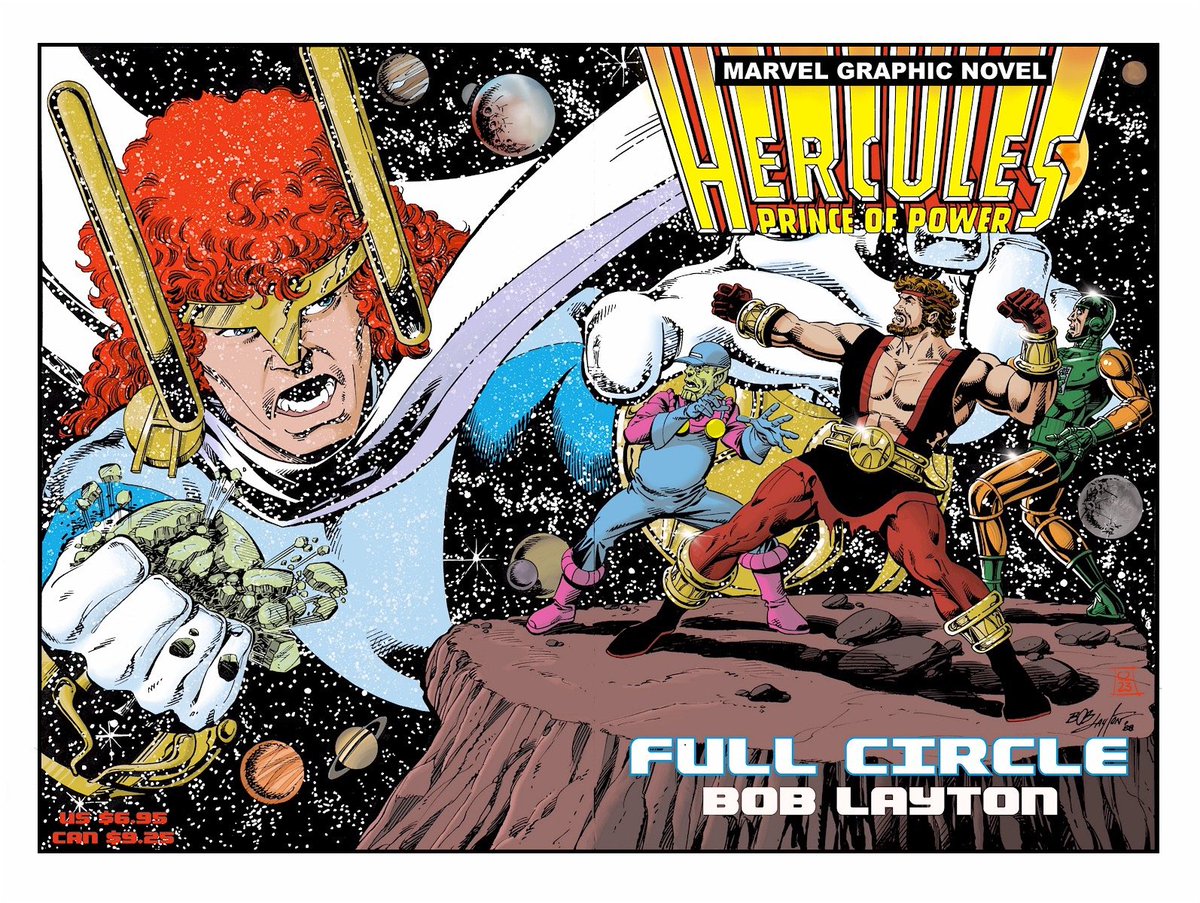 Bob_Layton's tweet image. In celebration of “Olympian Awareness Week, my buddy Rich Seetoo found this unpublished cover to my #HERCULES graphic novel “Full Circle” and masterfully colored it. I did it before I was informed that we were not allowed to do wrap-around covers. Ah—youthful enthusiasm! @Marvel