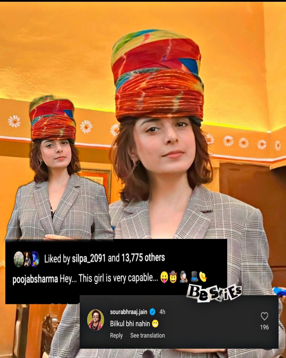 janakisays's tweet photo. Sakha-Sakhi being cuties 🥰🥰
Her caption and his reaction🫶
#SourabhRaajJain #PoojaSharma
#PooRabh #SakhaSakhi #besties https://t.co/ODEZngGk5W