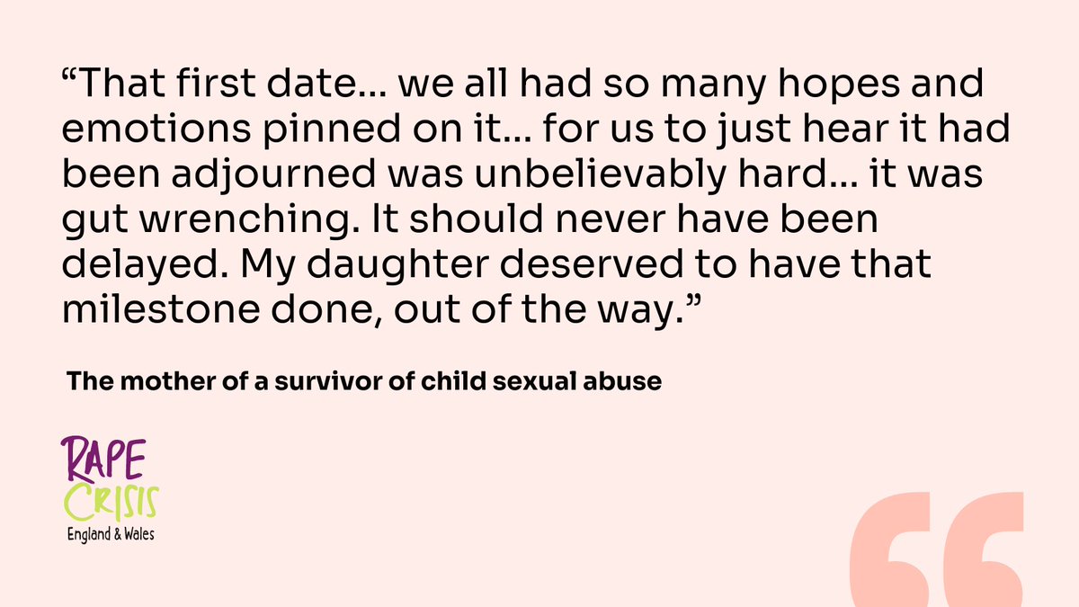 To make victims and survivors wait years for their cases to reach court, to postpone their court dates – often multiple times – and keep them in the dark about important updates is unacceptable. Change is possible. Write to your MP: rapecrisis.org.uk/yearstoolong/?…