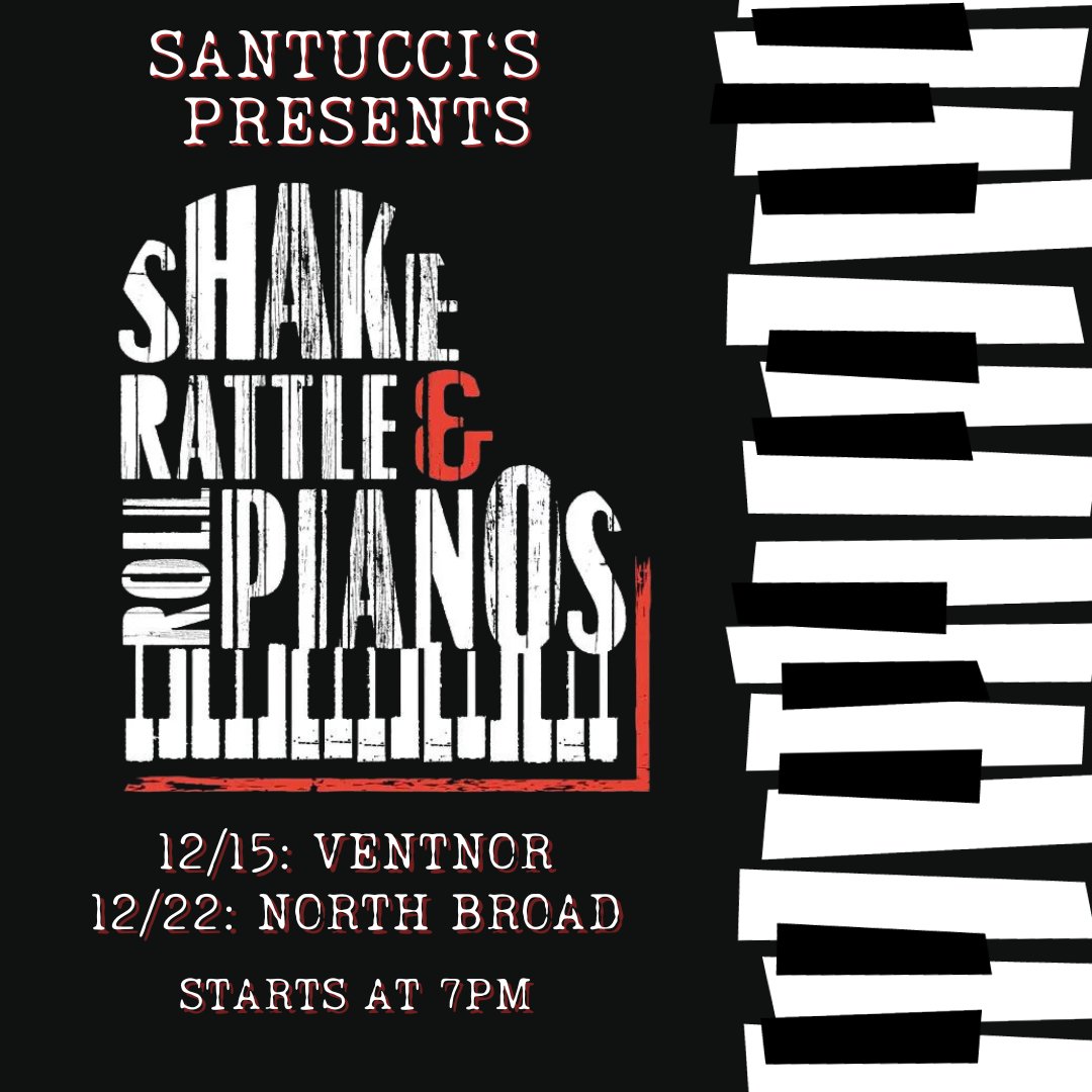 Santuccispizza's tweet photo. Reminder! We have TWO upcoming Dueling Piano Nights at Ventnor and North Broad 🎹

Make Your Reservation Today 📱

Ventnor: 609-493-7202
North Broad: 267-639-6014 https://t.co/L35v8GybtD