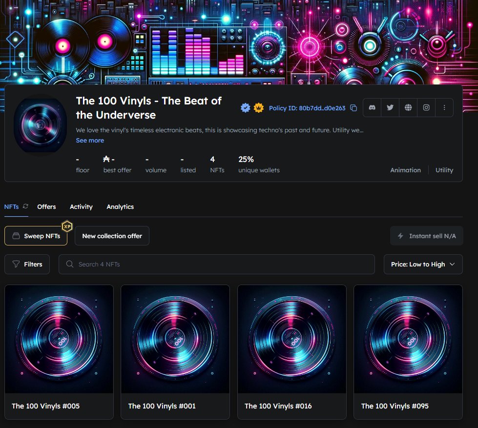 Underverse_NFT's tweet photo. The Underverse is rocking the space with some nice vibes #cnft #CardanoCommunity #CNFTCommunity 
The 100 Vinyls ➡️https://t.co/AeyFOJSPfI https://t.co/KTBtFCJHLo