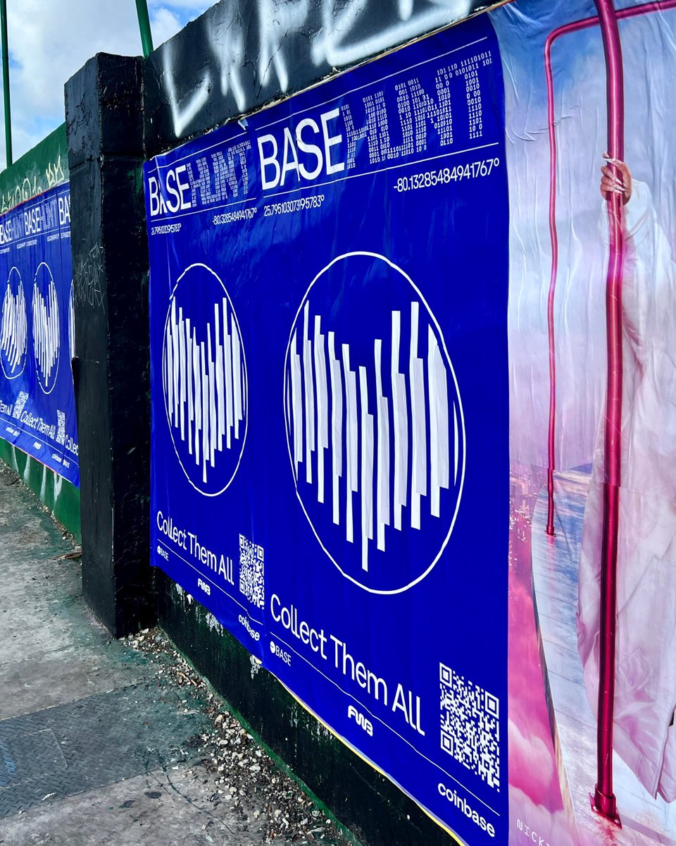 BASE HUNT posters are up across the city of Miami with art from @FWBtweets @VinnieHager @Jen_Stark @dannycoleee @ZombieZooArt @vivianisvulgar Can you find all 12? Collect them all to earn points and unlock free/discounted merch at BASE HOUSE