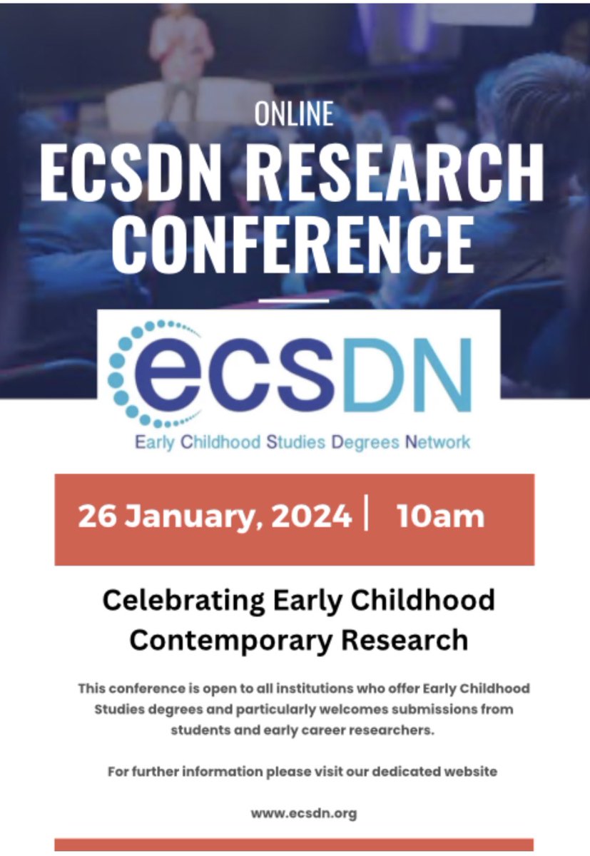 ECSDNetwork's tweet image. Join the 7th ECSDN Research Conference 2024. Theme: Celebrating Early Childhood Contemporary Research

eventbrite.co.uk/e/7th-ecsdn-re…