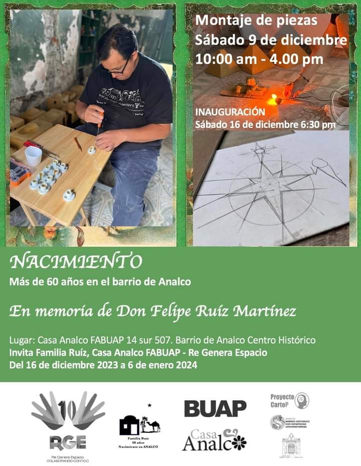 Continuamos este fin de semana 🖐🏾

#BarriodeAnalco #Tradiciones
#patrimonio #CasaAnalco #Fabuap #Navidad <a href="/regeneraespacio/">Re Genera Espacio</a>