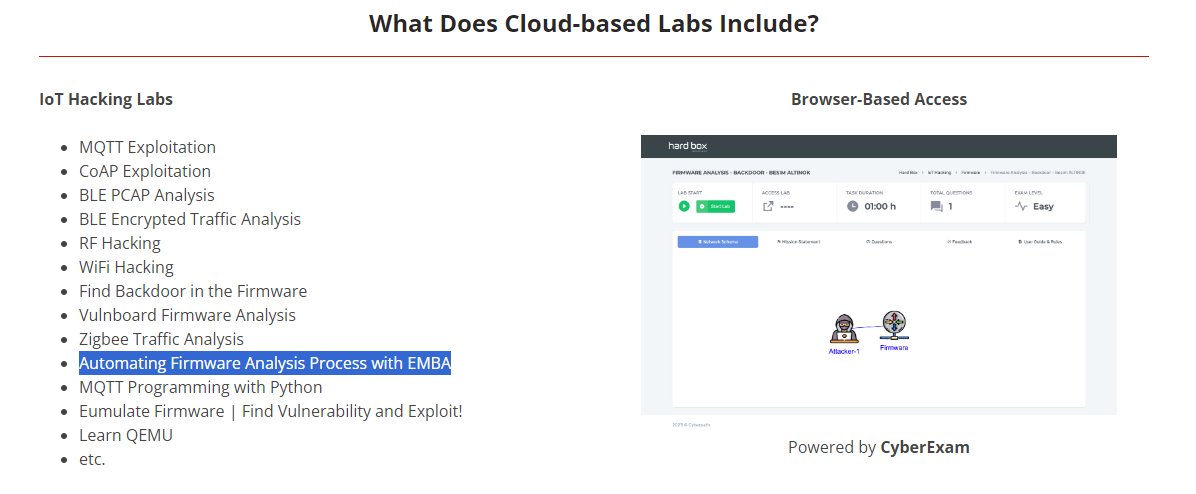 Another IoT training with an EMBA part popped up. Did someone the HardBox IoT Hacking Kit Training? Looks as there is some firmware analysis with EMBA foo in it. hardbox.training
