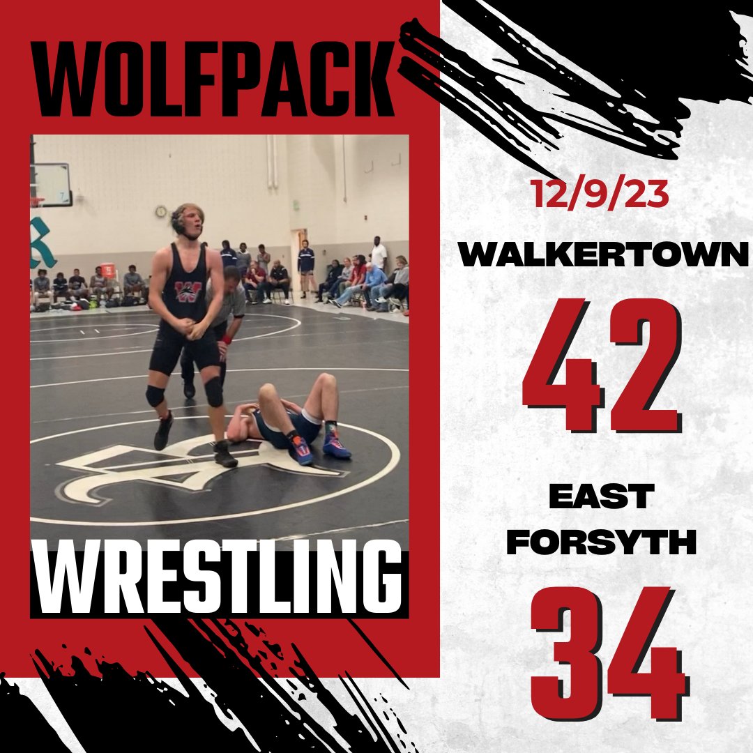 Walkertown_AD's tweet photo. The Walkertown Wrestling Team takes down rival East Forsyth by a score of 42-34. #One Pack @WalkertownHigh https://t.co/De7SsNdcEb