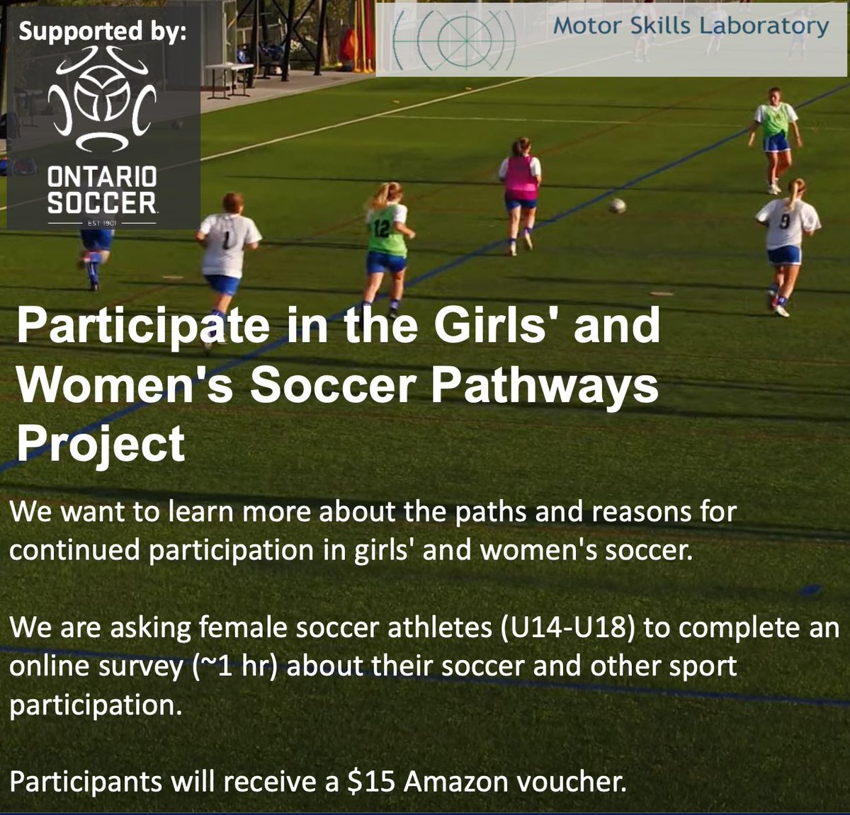 OntarioIsSoccer's tweet image. The University of British Columbia is conducting a study titled “Girls’ and Women’s Soccer Pathways”, to learn more about the various pathways in girls and women’s soccer. 

For those who are interested please visit msl.kin.educ.ubc.ca/pathways