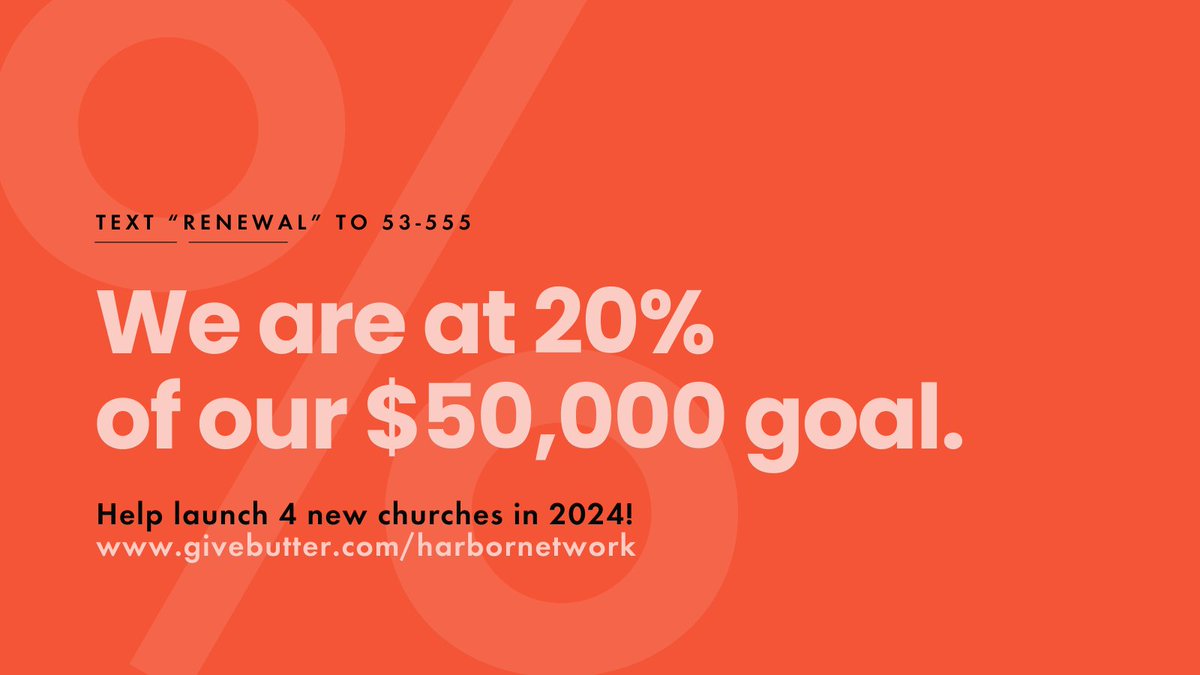 ❤️ Spread the love and renewal! Help us raise $50,000 to support new church plants. Every dollar you give contributes to a new gospel witness and a brighter future for more men, women, and children. #GiveRenewal 

givebutter.com/harbornetwork