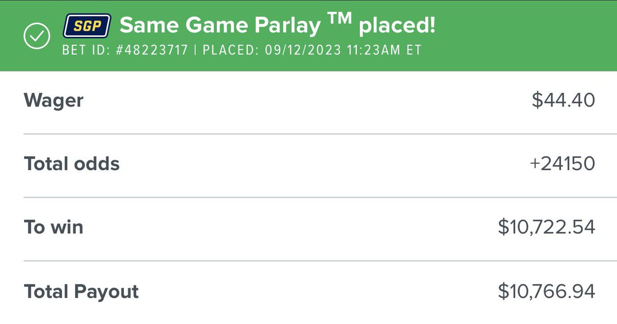 SmartPlaysDaily's tweet photo. Just locked in my NBA Championship SGP &amp; the odds are sitting at +24,150. 

$44 Pays over $10,000. 

Saturday Night Bag.  Todays the day. 

How fast can we hit 1k likes? ⤵️ https://t.co/dXj226sqpJ