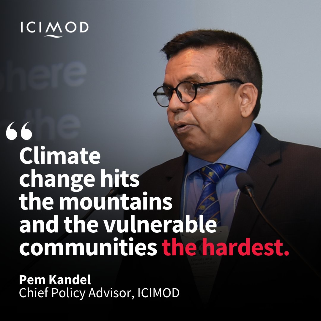 ICIMOD (@icimod) on Twitter photo The impact of climate change is higher in fragile mountains and socio-economically vulnerable countries and communities. In the Hindu Kush Himalaya (#HKH) region, the impact remains the highest.
<a href="/KandelPem/">Pem Kandel</a>, Chief Policy Advisor, discusses the effects of climate change on the The impact of climate change is higher in fragile mountains and socio-economically vulnerable countries and communities. In the Hindu Kush Himalaya (#HKH) region, the impact remains the highest.
<a href="/KandelPem/">Pem Kandel</a>, Chief Policy Advisor, discusses the effects of climate change on the