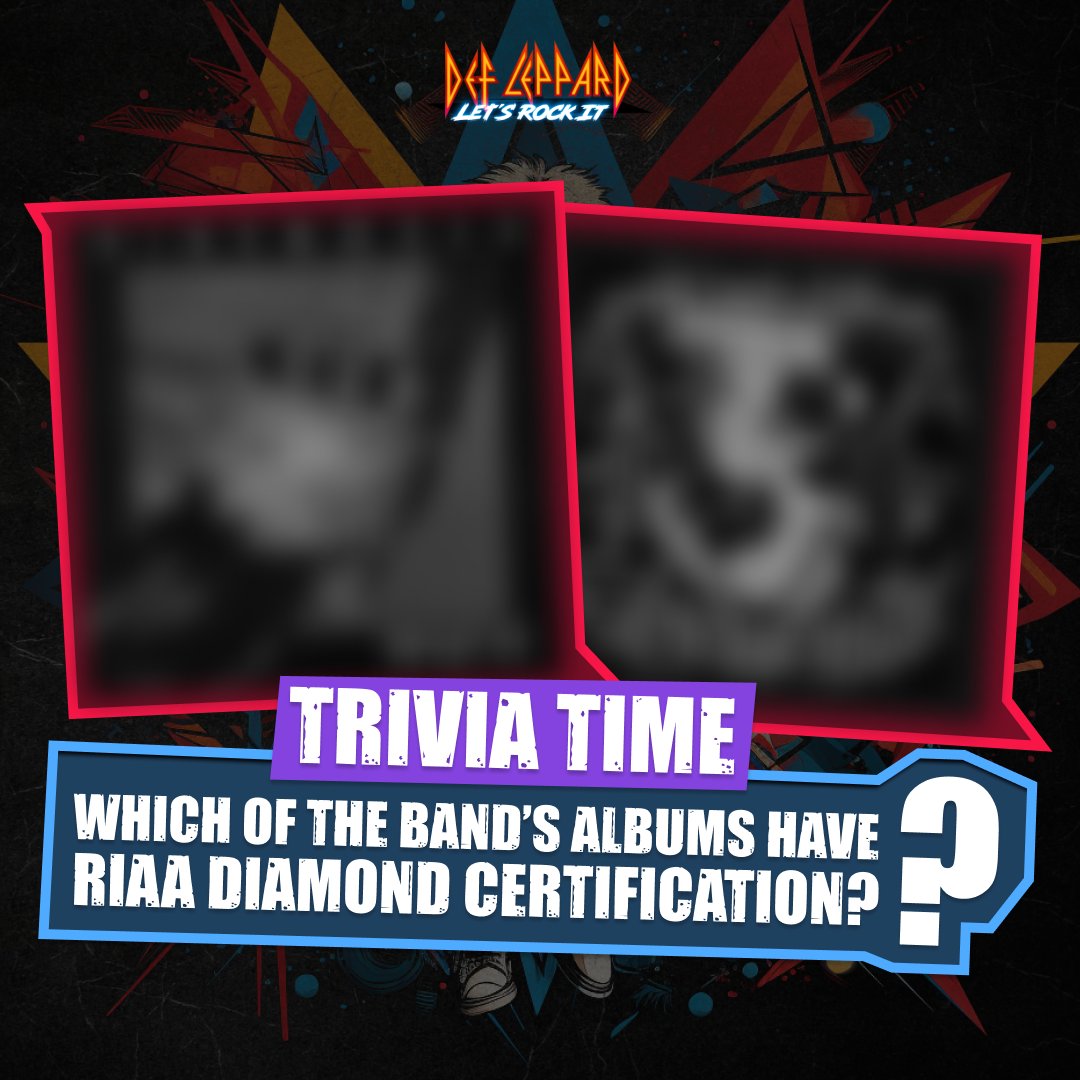 DLletsrockit's tweet photo. Ready for some #DefLeppard trivia? Which of the band’s albums have RIAA diamond certification?
Don’t know the answer? Tag the biggest #DefLeppardFan you know in the comments.
#rock #rockhistory #rockmusic #defleppardtour #defleppardworld #defleppardtrivia #match3 #match3game https://t.co/3K0lzt6GNO