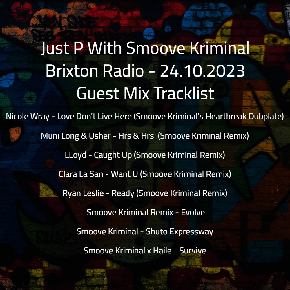 SmooveKriminal's tweet photo. Back in October I joined Just P for a guest mix and a back to back on Brixton Radio. Short video clip features a couple of forthcoming bits from me on @NightKreepEnt

First track: Evolve (Feb 2024)

Second track: Shuto Expressway (Jan 2024)

Full show: https://t.co/vMNqu2HHHg https://t.co/WZSzdzP0RW
