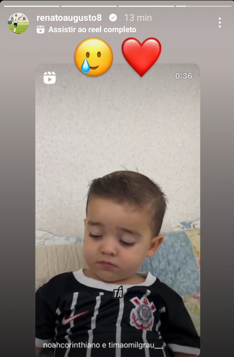 elyelsccp's tweet image. O Renato Augusto reagindo ao vídeo do Noah triste com a saída dele no Corinthians 😭😭😭