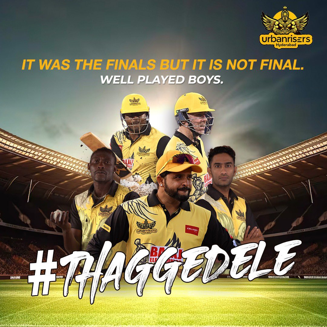 A tough battle for Urbanrisers in the LLCT20 ends with grace in defeat against Manipal Tigers. They'll bounce back stronger! Onwards and upwards.
<a href="/llct20/">Legends League Cricket</a> 

#Urbanrise #UrbanrisersHyderabad #Thaggedele #urbanrisersvstigers #legendsleaguecricket
