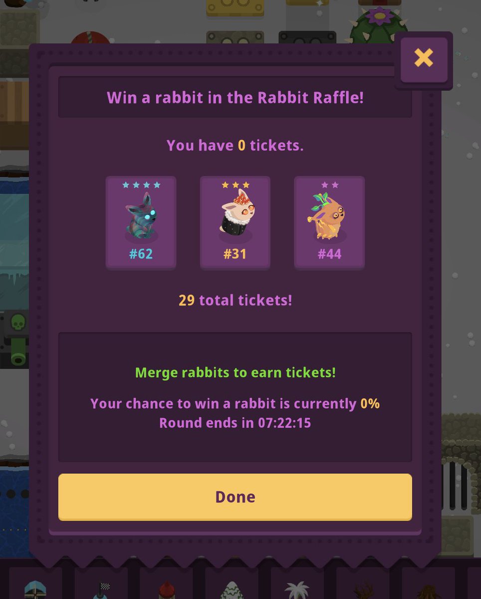 King Rabbit - Puzzle has just been updated! 

Introducing Rabbit Raffles, a new way to earn free skins! Enter the weekly raffle by merging rabbits. 1 merge = 1 ticket.

• New Item: Cactus Crate - A spikey crate that will damage anything that touches it

• New Item: Cherry