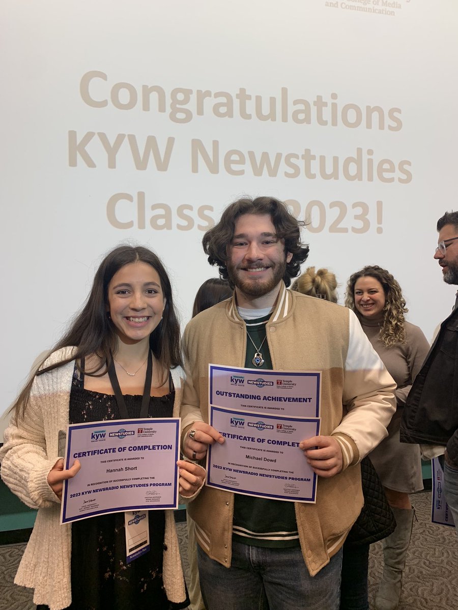 Hannah Short and Michael Dowd graduated from the prestigious KYW Newstudies Program this morning!  Michael won Outstanding Achievement as well.  Both of these extremely talented students deserve this wonderful recognition! 👏🏼🎉💙 #lrhsd #shawneefamily #canthidethatrenegadepride