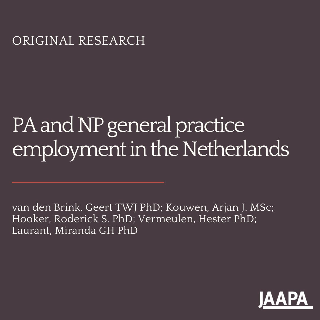 An analysis of PA and NP employment at four general practices in the Netherlands found that PAs and NPs made a valuable contribution to the practice flow while reducing general practitioners’ workloads. Read more: bit.ly/3Riyoab #PAsGoBeyond