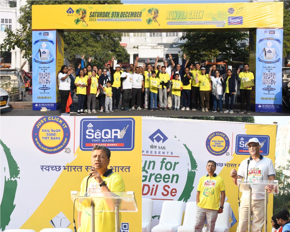 SAILCMO's tweet photo. "Run For Green-Dil se", fostering fitness &amp; a healthy lifestyle in harmony with the environment, was organised by Retail group of #SAIL #CMO_NR, along with Rotaract Club, at N.Delhi today. The event, showcasing #SAIL's best-in-class #SAILSeQR TMT Bar, drew a huge participation. https://t.co/eRNgkYh8JO
