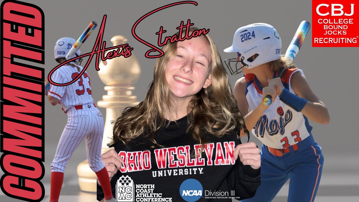 College Bound Jocks (@collegebdjocks) on Twitter photo 🚨 COMMITMENT ALERT 🚨🚨
Congrats to 2024 SS/OF, <a href="/lexistratton_/">Lexi Stratton</a> (<a href="/TennMojo18u_LMW/">TENNESSEE MOJO 18U - LMW</a>), on her commitment to Ohio Wesleyan University. Alexis is a scrappy defensive player with a lefty bat which will certainly bring an immediate impact to the Bishops.
#GetCollegeBound 🚨 COMMITMENT ALERT 🚨🚨
Congrats to 2024 SS/OF, <a href="/lexistratton_/">Lexi Stratton</a> (<a href="/TennMojo18u_LMW/">TENNESSEE MOJO 18U - LMW</a>), on her commitment to Ohio Wesleyan University. Alexis is a scrappy defensive player with a lefty bat which will certainly bring an immediate impact to the Bishops.
#GetCollegeBound
