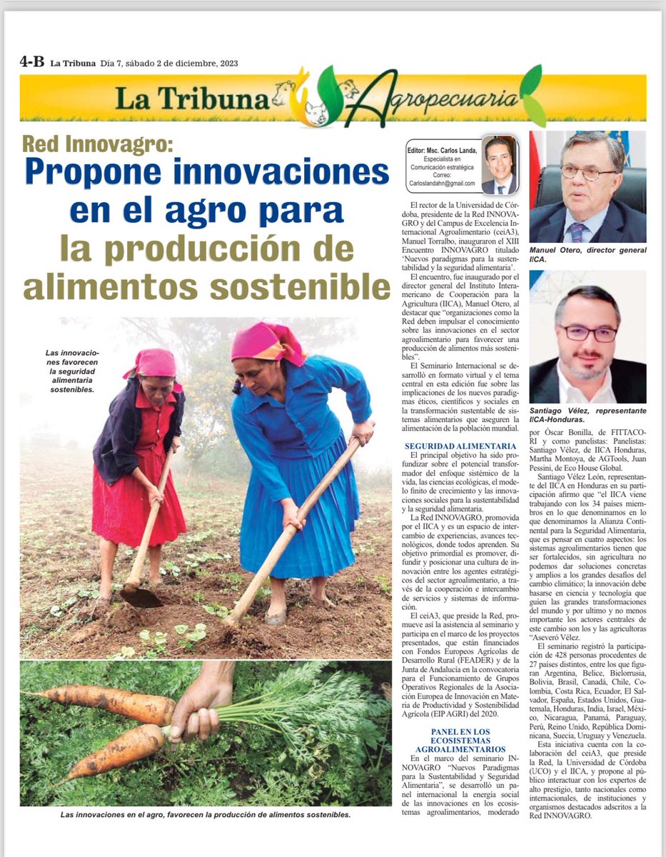 Red Innovagro propone innovaciones en el agro para la producción de alimentos sostenibles. 

#IICA #ahsafe #innovacion #agricultura #agro