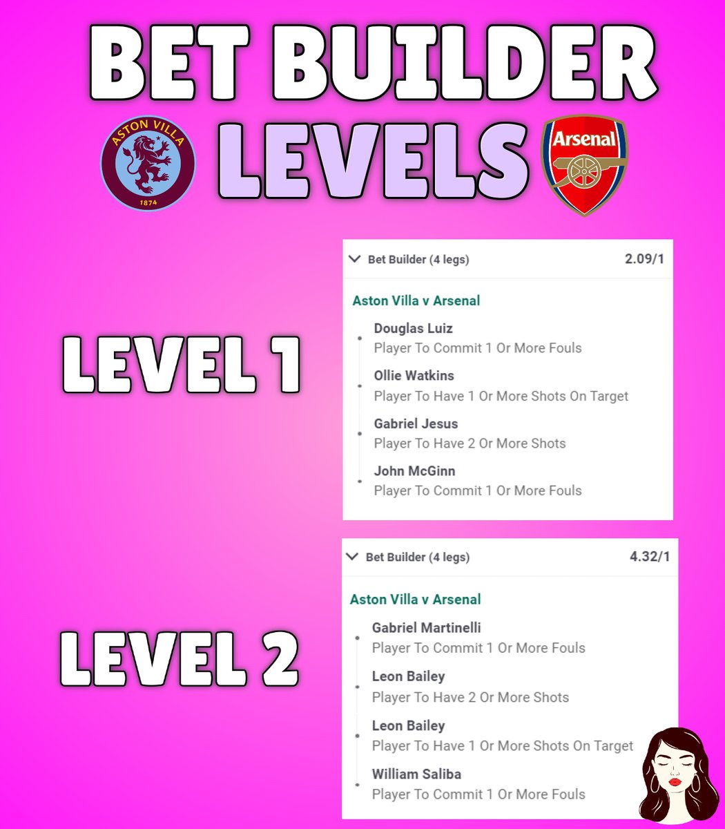 EmilyTaylorTips's tweet image. ASTON VILLA VS ARSENAL BET BUILDERS😍

I have landed 7 bet builders in the last week, let's keep winning tonight😜

Everybody who ❤️ and retweets this tweet will get my upcoming tips for FREE!👀

You must turn notifications on and drop me a follow to receive my tips🔔

Emily x