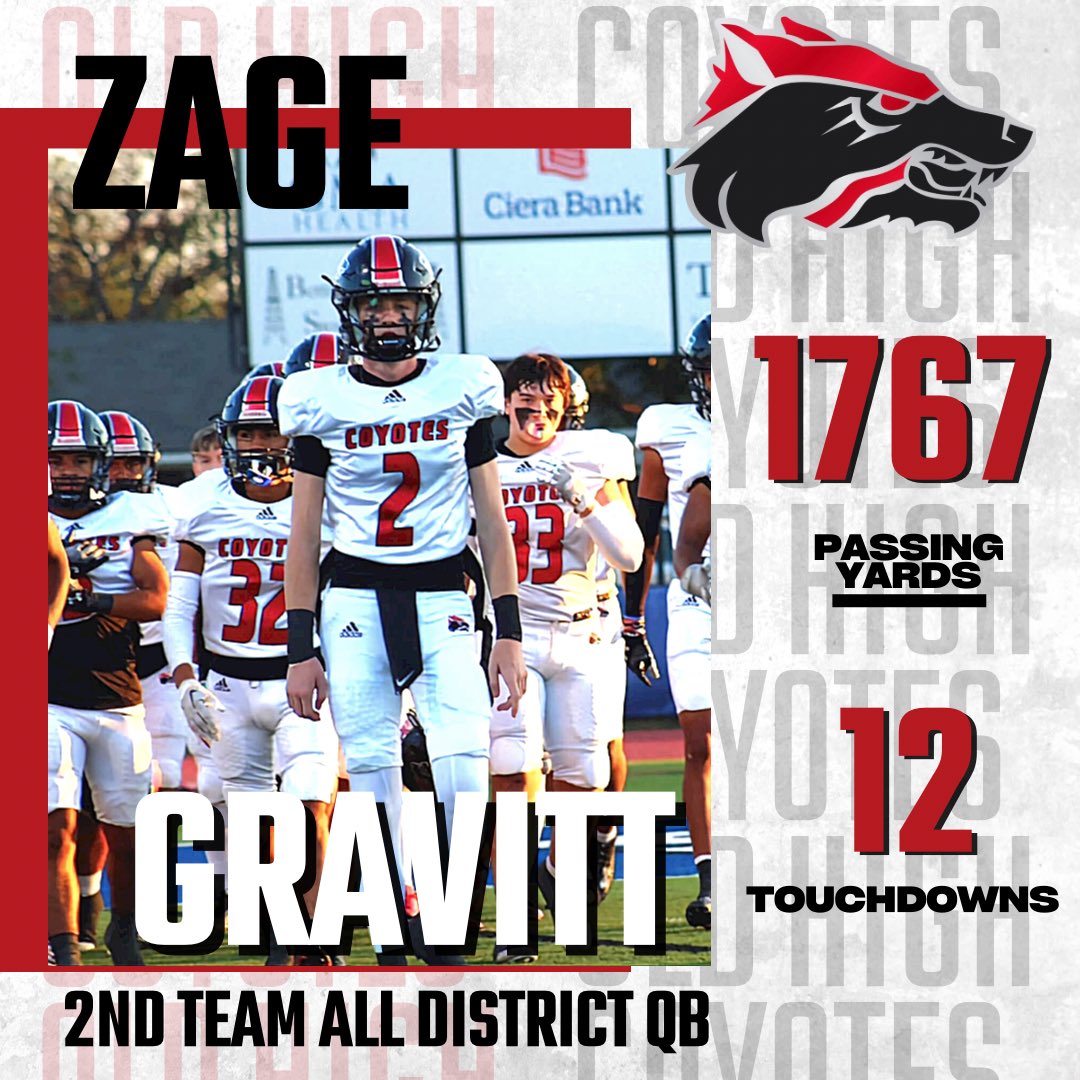 Congratulations to Zage Gravitt for being named 2nd Team All District Quarter Back!! #AGNB