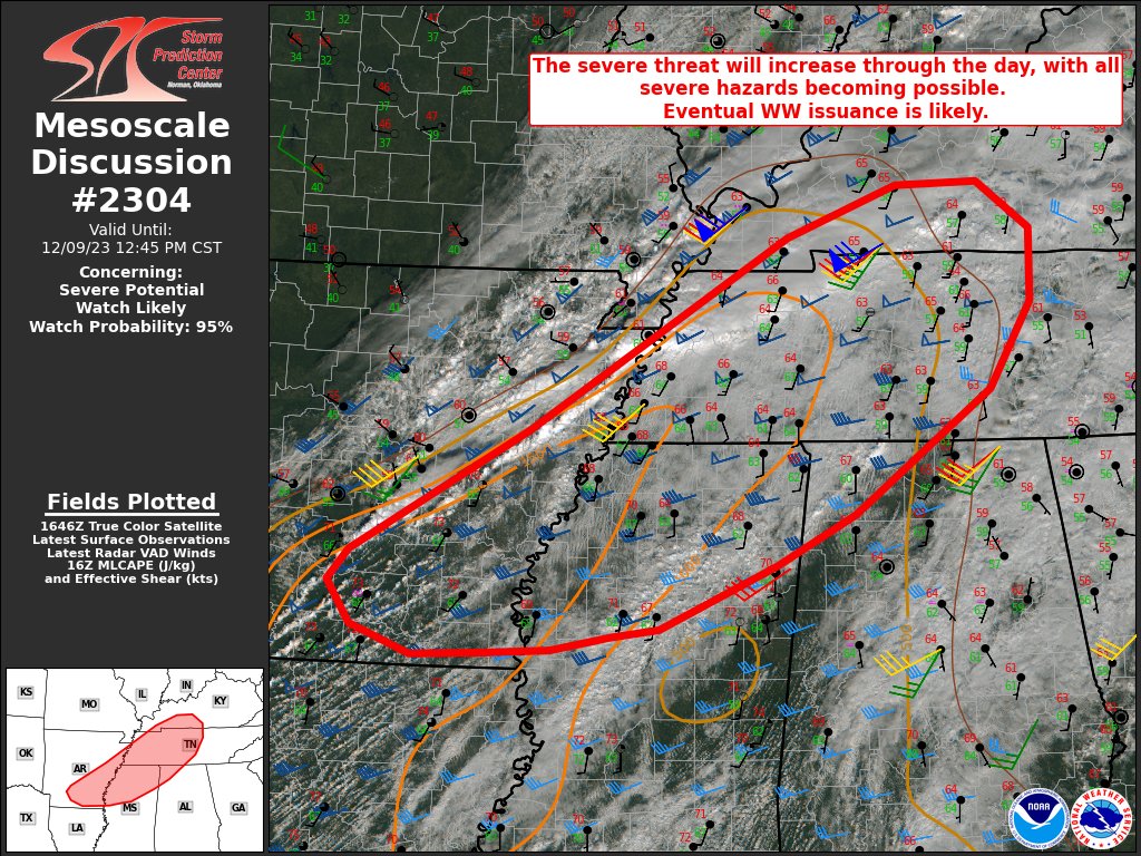 NWSSPC's tweet photo. 10:52am CST #SPC_MD 2304 , #tnwx #kywx #alwx #mswx #arwx, https://t.co/DcNP8l91fj https://t.co/9w8zOkldCz