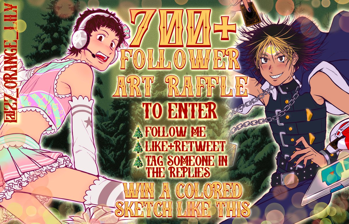 27_orange_lily's tweet photo. ⭐️700+ FOLLOWER SPECIAL ART R4FFLE!⭐️

Thank you all for helping me reach this milestone! I’m hosting an art r4ffle to celebrate!

💫Following all 3 steps is mandatory to enter
💫+1 additional winner for every 100 new followers I gain
💫Ends January 1st https://t.co/dDzhRVpYTK