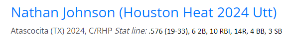 Was added to the VTool Honorable mentions list from the summer. 

<a href="/AHS_6aBaseball/">Atascocita Baseball</a> <a href="/wbu_baseball/">WBU Baseball</a>