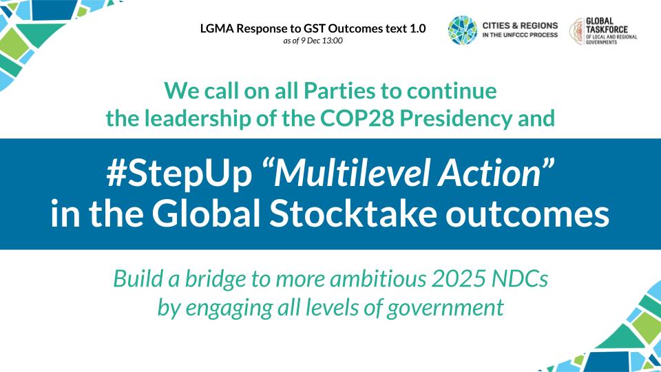 At #COP28, over 6️⃣0️⃣ Parties including 1️⃣2️⃣EU Member States commit to work with their subnational governments in the revision of their #NDC by 2025. 

We call on the 🇪🇺 to show this leadership in the #GST outcomes document.
We need all levels of governments to keep 1.5C alive!