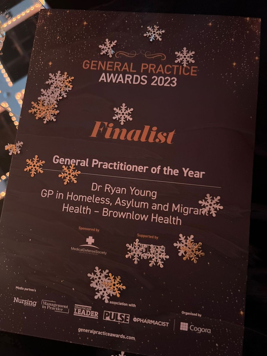 DocRyYoung's tweet photo. Very honoured and humbled to be nominated and shortlisted for GP of the year at GP awards.

Unfortunately didn’t win but very proud of Farida who won an award for her amazing work with our patients seeking asylum. https://t.co/jgVUIRKd7N