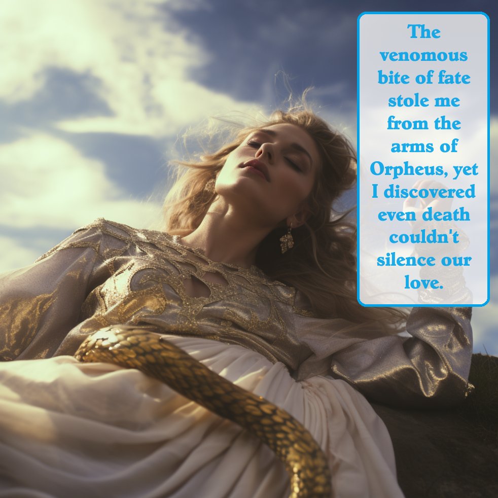 It was love at first sight for the beautiful nymph Eurydice &amp; Orpheus. Tragically, she was fatally bitten by a venomous snake. There was nothing Orpheus could do to help her... except seek to retrieve her from the Underworld💔🐍 #Hadestown #Orpheus #TheIliapps #Eurydice