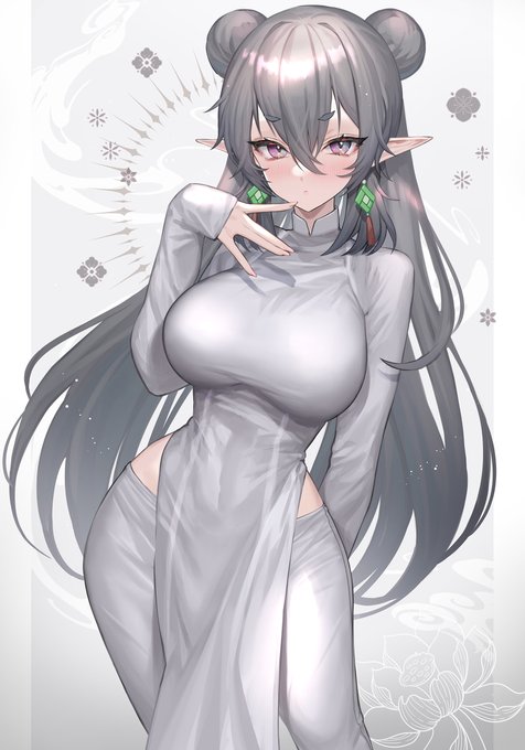 以前描いた娘のアオザイ風?露出調整差分です