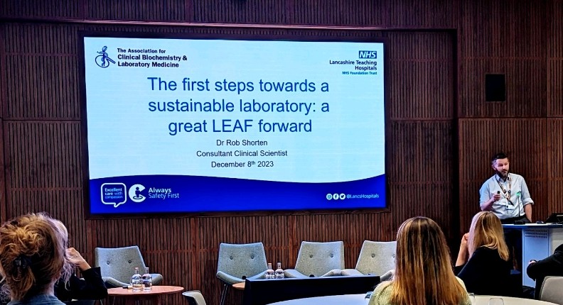 And I talked about the experience of @lthtr_microteam at @LancsHospitals of the LEAF pilot. Great team engagement means that we're on the road to a more sustainable lab.
