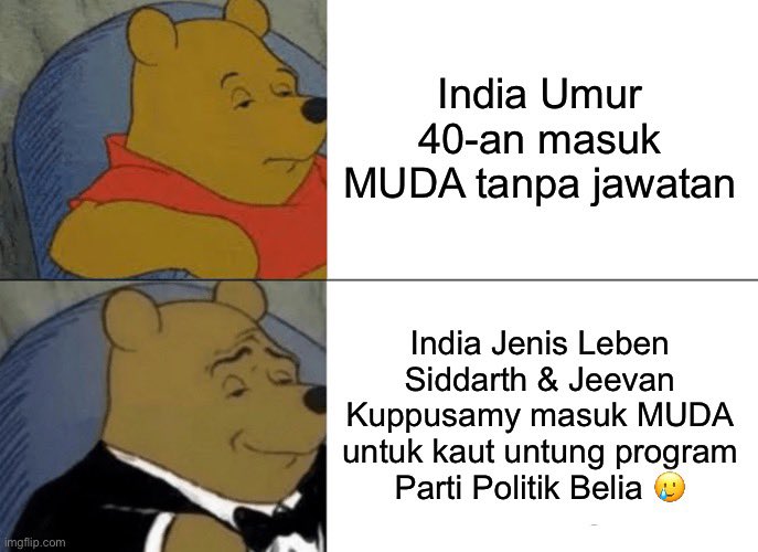 amiraaisya_'s tweet photo. Leben Siddarth 
MUDA
Nepotism

🚩 Masuk MUDA untuk kaut untung projek program politik belia

Mungkin ada sebab diorang tak masuk MIC, PSM, Makkal Sakti. https://t.co/0W2wmC2Ktx