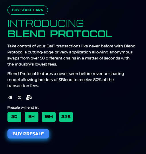 BlendGems's tweet photo. Take control of your DeFi transactions like never before with Blend Protocol a cutting-edge privacy application allowing anonymous swaps from over 50 different chains in a matter of seconds!

https://t.co/gxUrwpcIVd

#defi #privacy #tor #presale https://t.co/nIgc8Jxuuj