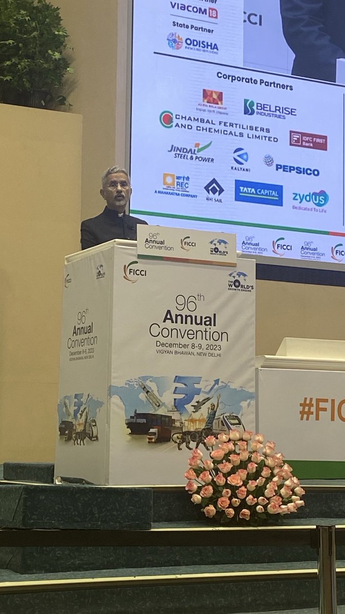 ⁦<a href="/ficci_india/">FICCI</a>⁩ #96AnnualConvention Valedictory Address by Minister S Jaishankar. #bharat he says is an attitude.