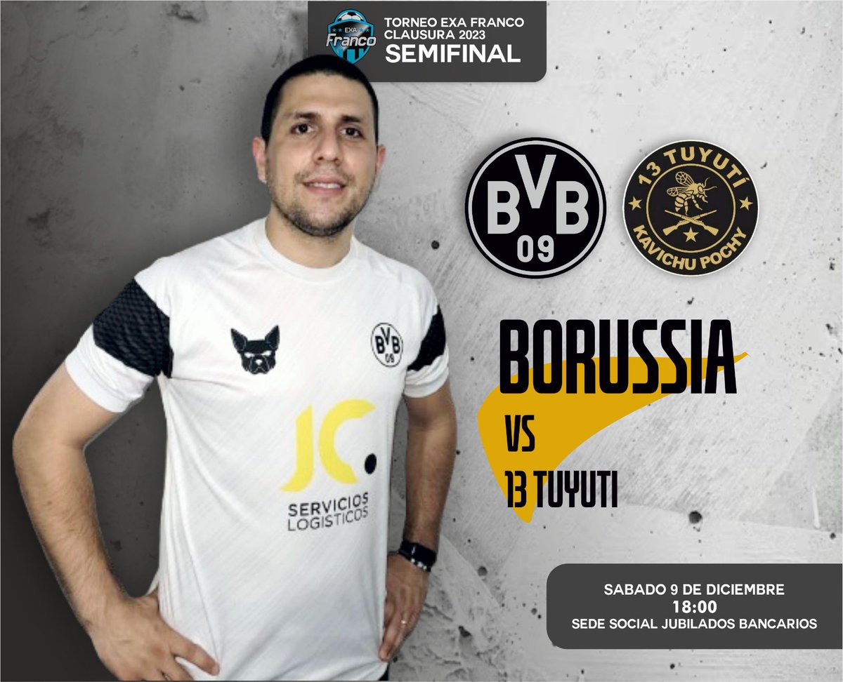 Borussia vs <a href="/oficial13tuyuti/">13 Tuyuti Oficial</a>

🏆 Semifinal <a href="/exafranco/">Torneo Exa Franco</a>
🗓 Sab 09/12
🕤 18:00
📍 Sede Jubilados Bancarios