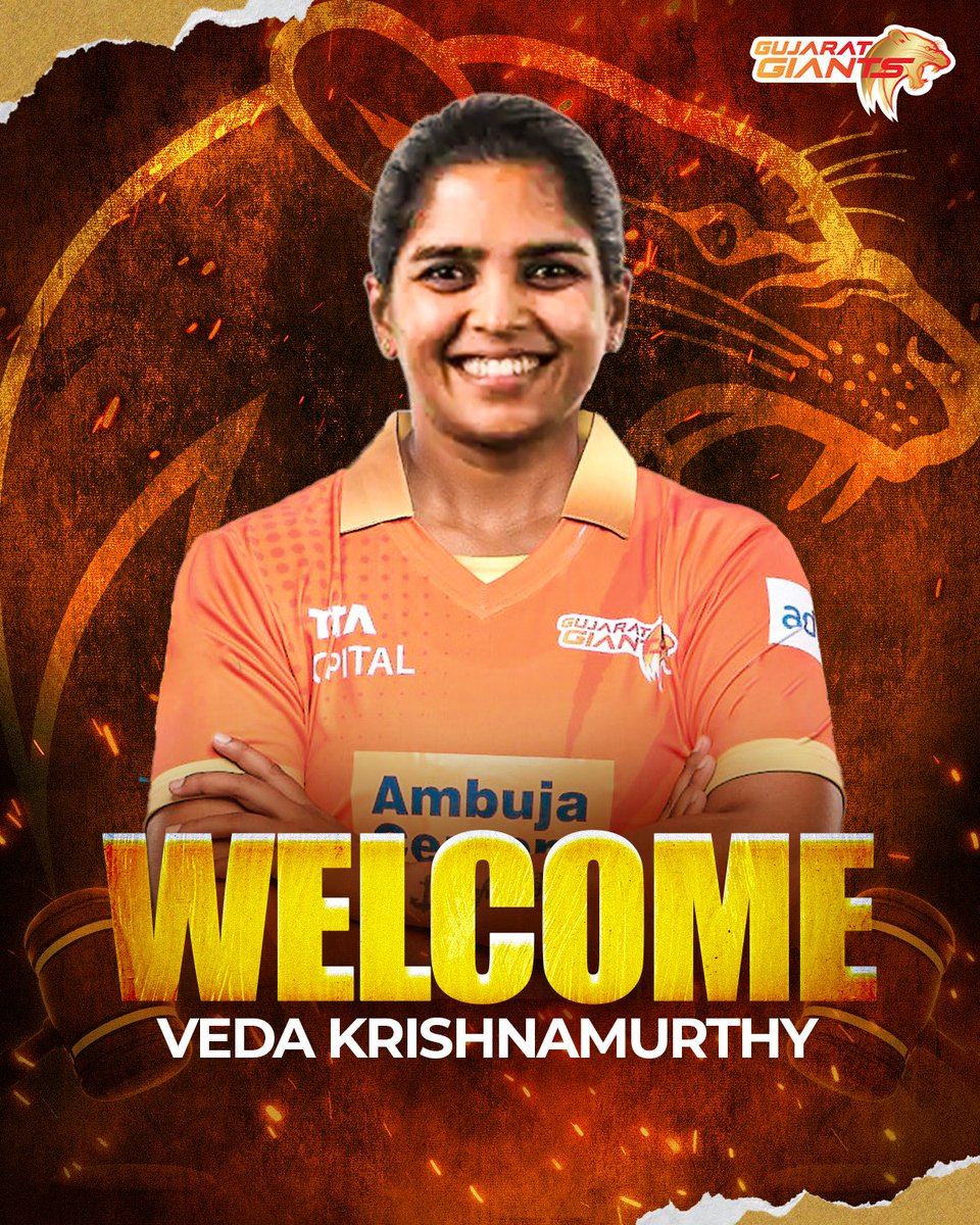 Experience meets excellence as the veteran Veda is now a Giant! 🤩 The seasoned 🇮🇳 batter joins our squad for a base price of ₹30 lac. 🔥 #TATAWPLAuction #Cricket #BringItOn #Adani