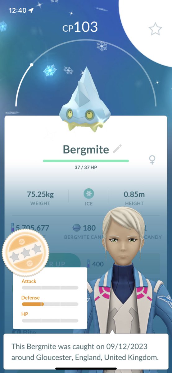 TornShaun's tweet photo. Second Shiny of the day on the way home worm work! Shiny Bergmite! ✨✨✨ #PokemonGO #ShinyPokemon #Pokemon #ポケモンGO #PokemonShiny #IceEvent https://t.co/pYPoNbfVXi